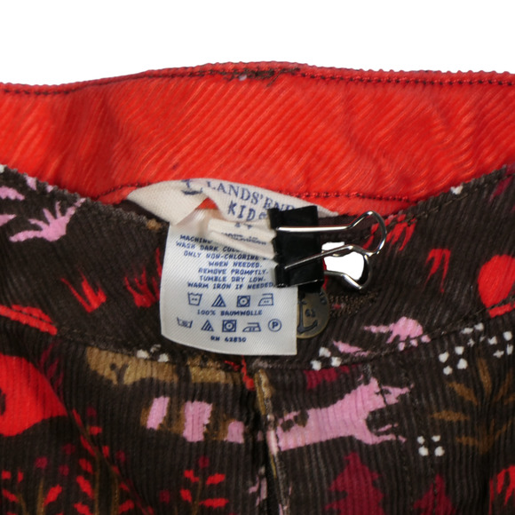 NEW Lands End Kids Skort Girls Size 14 Brown Corduroy Pockets Forest Fox Animals - Picture 9 of 10